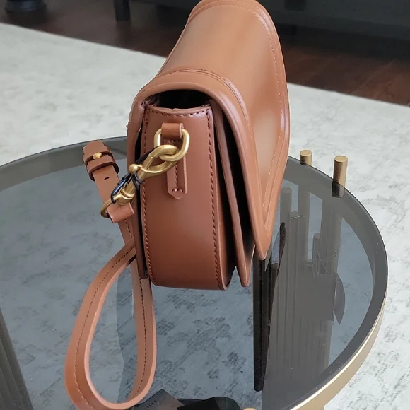 Zara Tan Leather Crossbody Bag - Picture 5 of 15